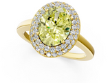 Yellow gold Fancy Yellow Oval  Halo Diamond Engagement Ring with Solitaire Band and Four-Prong Setting_21