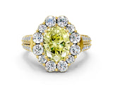 Yellow gold Fancy Yellow Oval  Halo Diamond Engagement Ring with Split Shank and Prong Setting_66