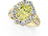 Yellow gold Fancy Yellow Oval  Halo Diamond Engagement Ring with Split Shank and Prong Setting_67