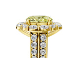 Yellow gold Fancy Yellow Oval  Halo Diamond Engagement Ring with Split Shank and Prong Setting_71