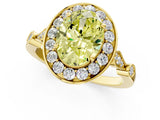 Yellow gold Fancy Yellow Oval  Halo Diamond Engagement Ring with Twisted Band and Four-Prong Setting 1