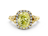 Yellow gold Fancy Yellow Oval  Halo Diamond Engagement Ring with Vintage-Inspired Band and Four-Prong Setting_3