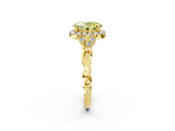 Yellow gold Fancy Yellow Oval  Halo Diamond Engagement Ring with Vintage-Inspired Band and Four-Prong Setting_5