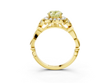 Yellow gold Fancy Yellow Oval  Halo Diamond Engagement Ring with Vintage-Inspired Band and Four-Prong Setting_6