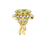 Yellow gold Fancy Yellow Oval  Halo Diamond Engagement Ring with Vintage-Inspired Band and Four-Prong Setting_8