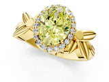 Yellow gold Fancy Yellow Oval  Halo Diamond Floral Band with Four-Prong Setting_56