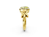 Yellow gold Fancy Yellow Oval  Halo Diamond Floral Band with Four-Prong Setting_57