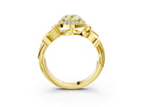 Yellow gold Fancy Yellow Oval  Halo Diamond Floral Band with Four-Prong Setting_58