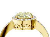 Yellow gold Fancy Yellow Oval  Halo Diamond Pavé Band Ring with Prong Setting_24