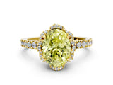 Yellow gold Fancy Yellow Oval  Halo Diamond Pave Band Ring with Four-Prong Setting_15