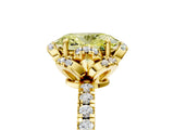 Yellow gold Fancy Yellow Oval  Halo Diamond Pave Band Ring with Four-Prong Setting_20