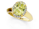 Yellow gold Fancy Yellow Oval  Halo Diamond Ring with Cathedral Band and Four-Prong Setting_69
