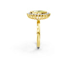 Yellow gold Fancy Yellow Oval  Halo Diamond Ring with Milgrain Edge and Round Prong Setting_28