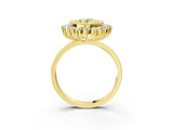 Yellow gold Fancy Yellow Oval  Halo Diamond Ring with Milgrain Edge and Round Prong Setting_29