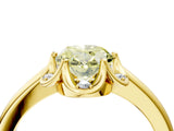 Yellow gold Fancy Yellow Oval  Halo Diamond Ring with Round Cluster Setting, Solitaire Band, and Four-Prong Setting_52