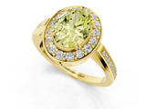 Yellow gold Fancy Yellow Oval  Halo Diamond Ring with Split Shank and Four-Prong Setting_63