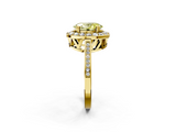 Yellow gold Fancy Yellow Oval  Halo Diamond Ring with Split Shank and Four-Prong Setting_64