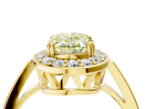 Yellow gold Fancy Yellow Oval  Halo Diamond Ring with Split Shank and Four-Prong Setting_66