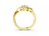Yellow gold Fancy Yellow Oval  Halo Diamond Ring with Tapered Band and Four-Prong Setting_10