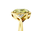 Yellow gold Fancy Yellow Oval  Halo Diamond Ring with Tapered Band and Four-Prong Setting_12