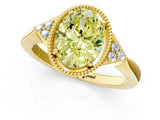 Yellow gold Fancy Yellow Oval  Halo Diamond Ring with Tapered Band and Four-Prong Setting_8