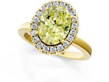 Yellow gold Fancy Yellow Oval  Halo Diamond Solitaire with Pavé Band and Four-Prong Setting_73