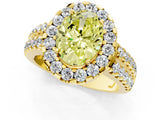 Yellow gold Fancy Yellow Oval  Halo Diamond Split Shank Engagement Ring with Prong Setting_52