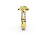 Yellow gold Fancy Yellow Oval  Halo Diamond Split Shank Engagement Ring with Prong Setting_53