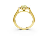 Yellow gold Fancy Yellow Oval  Halo Milgrain Pave Diamond Ring with Four-Prong Setting 3