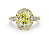 Yellow gold Fancy Yellow Oval  Halo Pavé Diamond Engagement Ring with Bezel Setting_37