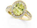 Yellow gold Fancy Yellow Oval  Halo Pavé Diamond Engagement Ring with Bezel Setting_38