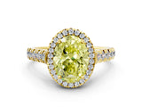 Yellow gold Fancy Yellow Oval  Halo Pavé Diamond Engagement Ring with Four-Prong Setting_26