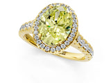 Yellow gold Fancy Yellow Oval  Halo Pavé Diamond Engagement Ring with Four-Prong Setting_27