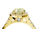 Yellow gold Fancy Yellow Oval  Halo Pavé Diamond Engagement Ring with Four-Prong Setting_30