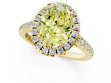 Yellow gold Fancy Yellow Oval  Halo Pavé Diamond Engagement Ring with Four-Prong Setting_4
