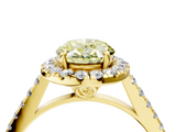 Yellow gold Fancy Yellow Oval  Halo Pavé Diamond Engagement Ring with Four-Prong Setting_7