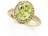 Yellow gold Fancy Yellow Oval  Halo Pave Band Solitaire Ring with Prong Setting_67