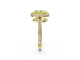 Yellow gold Fancy Yellow Oval  Halo Pave Band Solitaire Ring with Prong Setting_68