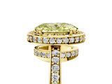 Yellow gold Fancy Yellow Oval  Halo Pave Band Solitaire Ring with Prong Setting_71