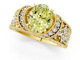 Yellow gold Fancy Yellow Oval  Halo Pave Diamond Engagement Ring with Milgrain Detailing_49