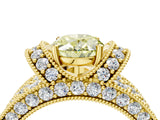 Yellow gold Fancy Yellow Oval  Halo Pave Diamond Engagement Ring with Milgrain Detailing_52