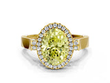 Yellow gold Fancy Yellow Oval  Halo Pave Split Shank Prong Setting Ring_117