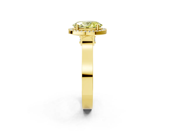 Yellow gold Fancy Yellow Oval  Halo Pave Split Shank Prong Setting Ring