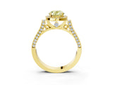 Yellow gold Fancy Yellow Oval  Halo Pave Split Shank Prong Setting Ring_120