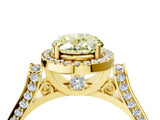 Yellow gold Fancy Yellow Oval  Halo Pave Split Shank Prong Setting Ring_121