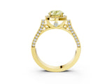 Yellow gold Fancy Yellow Oval  Halo Pave Split Shank Prong Setting Ring_96