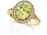 Yellow gold Fancy Yellow Oval  Halo Round Diamond Milgrain Pave Engagement Ring_4