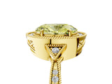 Yellow gold Fancy Yellow Oval  Halo Round Diamond Milgrain Pave Engagement Ring_8