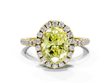 Yellow gold Fancy Yellow Oval  Halo Round Diamond Pavé Band Four-Prong Ring_3
