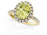 Yellow gold Fancy Yellow Oval  Halo Round Diamond Pavé Band Four-Prong Ring_4